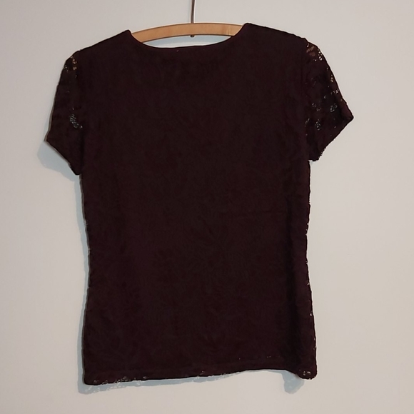 Calvin Klein short sleeve purple lace blouse - Picture 4 of 4